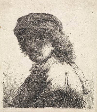 Rembrandt van Rijn en béret et écharpe - Rembrandt van Rijn